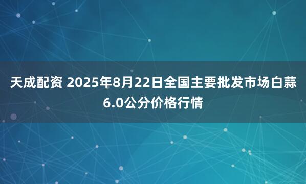 天成配资 2025年8月22日全国主要批发市场白蒜6.0公分价格行情